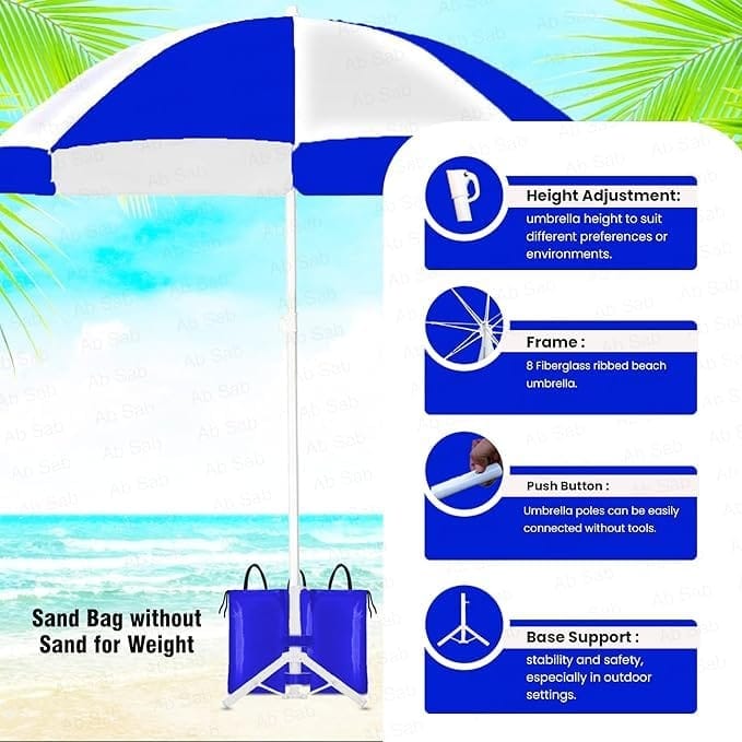 Ab Sab Large Umbrella 60 inch Oversize Lightweight Golf Umbrellas Windproof || Blue-white - Image 2