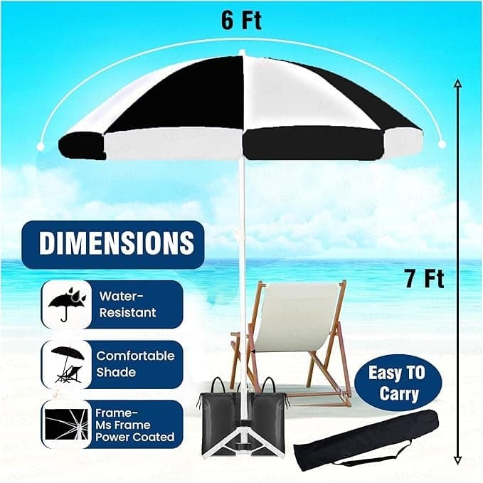 Ab Sab Large Umbrella 60 inch Oversize Lightweight Golf Umbrellas Windproof || Black-white - Image 3