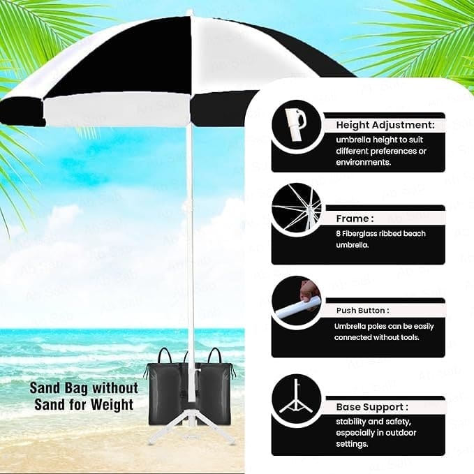 Ab Sab Large Umbrella 60 inch Oversize Lightweight Golf Umbrellas Windproof || Black-white - Image 2
