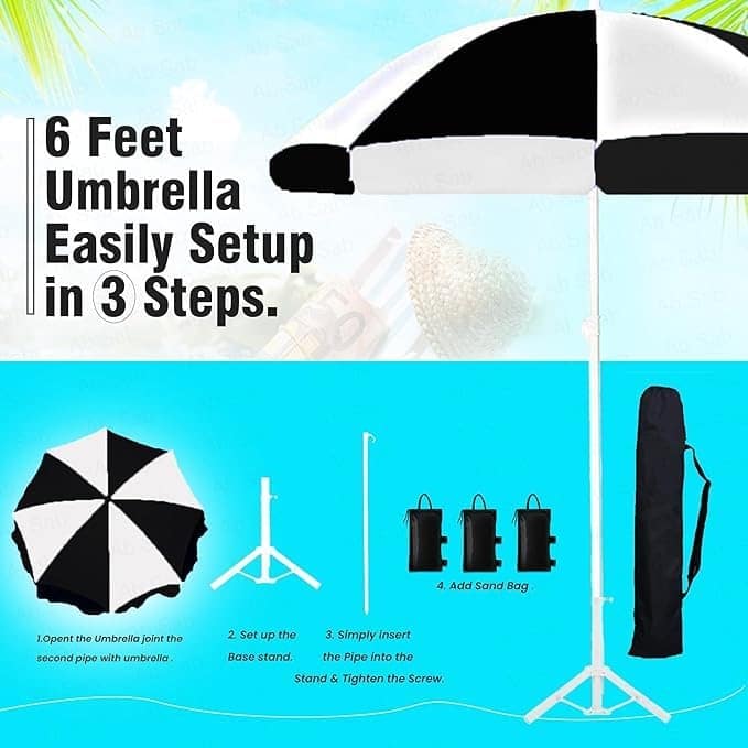 Ab Sab Large Umbrella 60 inch Oversize Lightweight Golf Umbrellas Windproof || Black-white - Image 4