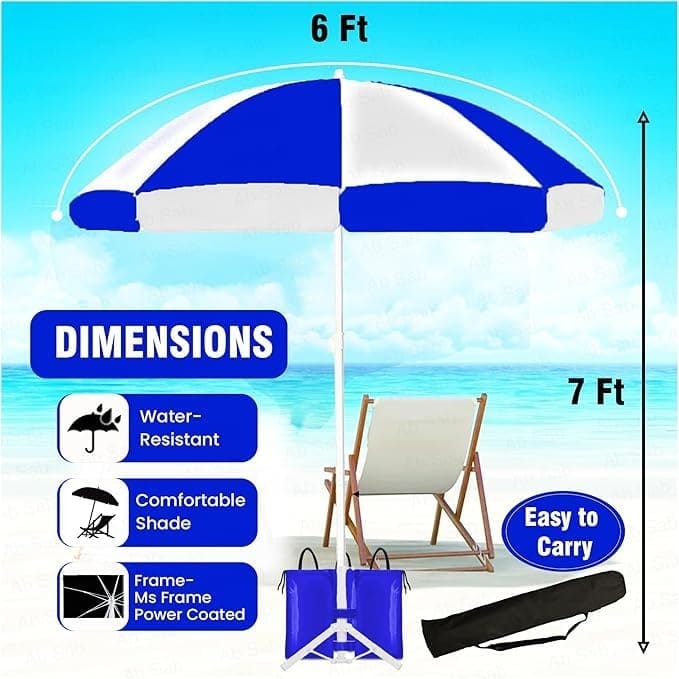 Ab Sab Large Umbrella 60 inch Oversize Lightweight Golf Umbrellas Windproof || Blue-white - Image 3