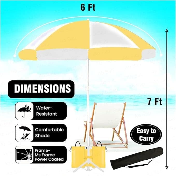 Ab Sab Large Umbrella 60 inch Oversize Lightweight Golf Umbrellas Windproof || Yellow-white - Image 3
