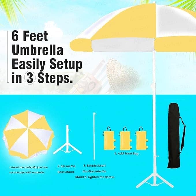 Ab Sab Large Umbrella 60 inch Oversize Lightweight Golf Umbrellas Windproof || Yellow-white - Image 4