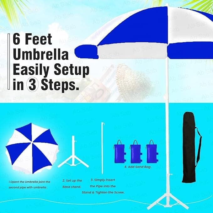 Ab Sab Large Umbrella 60 inch Oversize Lightweight Golf Umbrellas Windproof || Blue-white - Image 4