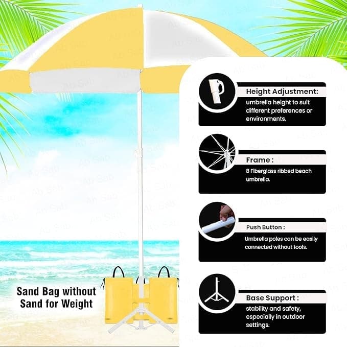 Ab Sab Large Umbrella 60 inch Oversize Lightweight Golf Umbrellas Windproof || Yellow-white - Image 2